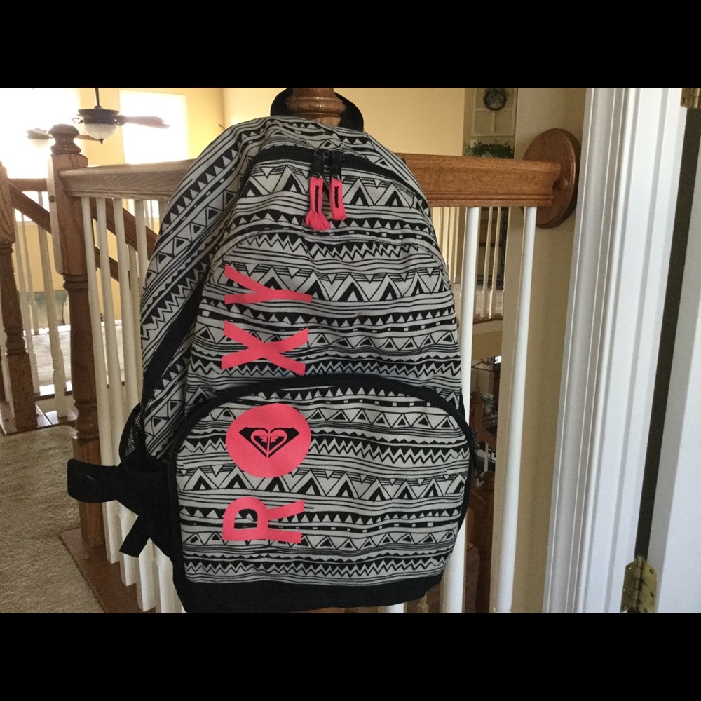 Black and White Roxy Backpack